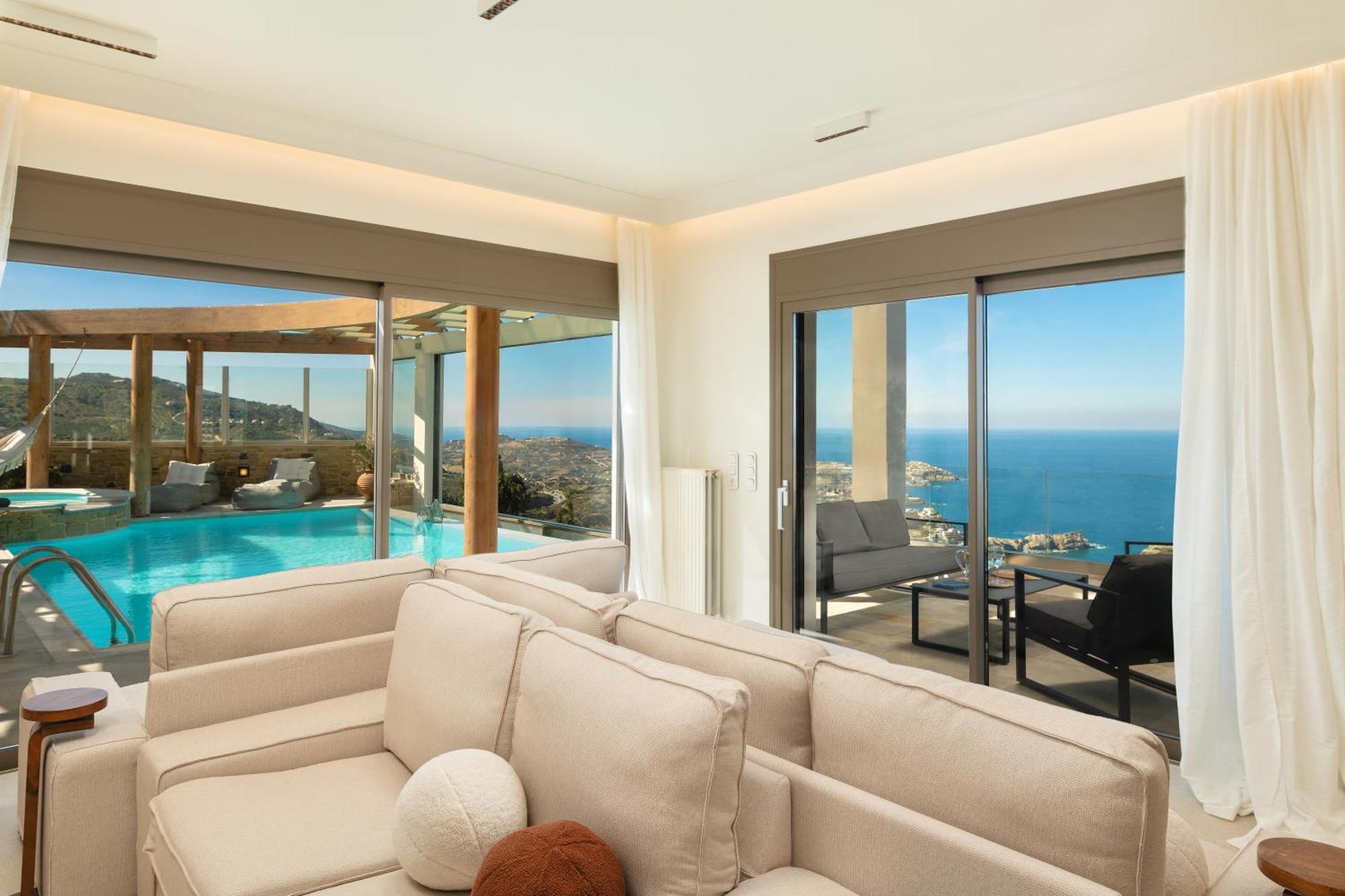 Minimalist Mediterranean Blue Key Villa With Sea View & Infinity Heated Pool Agia Pelagia  Exterior foto