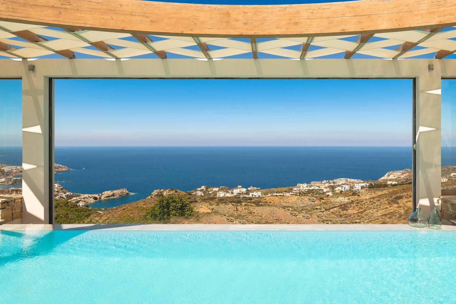 Minimalist Mediterranean Blue Key Villa With Sea View & Infinity Heated Pool Agia Pelagia  Exterior foto